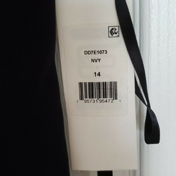 DKNY Navy Power Sheath Faux Wrap Front Dress - Picture 7 of 13